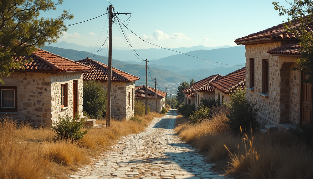 Eye-level view of a historic village in Mutki, Turkey, representing Zaro Aga's birthplace