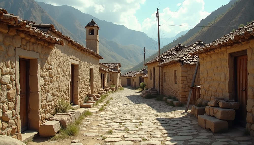 Eye-level view of an ancient Kurdish village landscape near Duhok with traditional stone houses