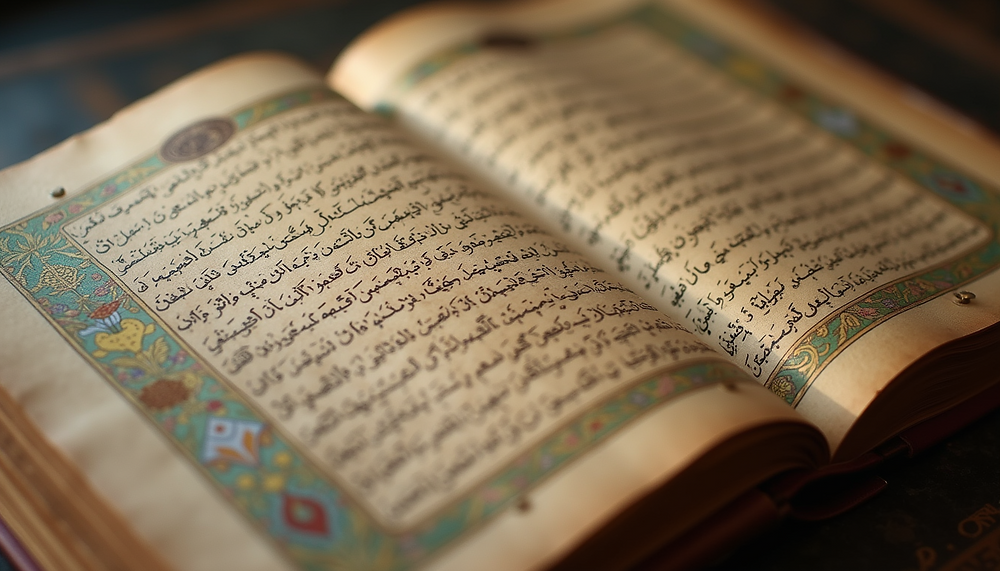 Eye-level view of an ancient Persian manuscript