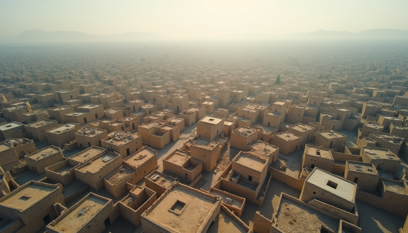High angle view of the ancient city of Hama with its historical architecture